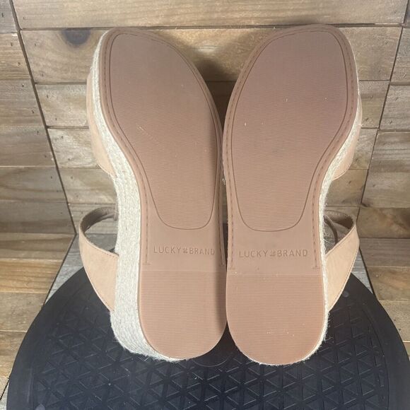 Lucky Brand Womens Size US 6.5M Valki T-Strap Espadrille Tan Platform Sandals - Picture 9 of 10